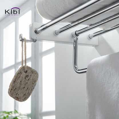 KIBI Artis Towel Rack With Hook in Chrome White Finish