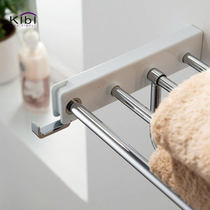 KIBI Artis Towel Rack With Hook in Chrome White Finish