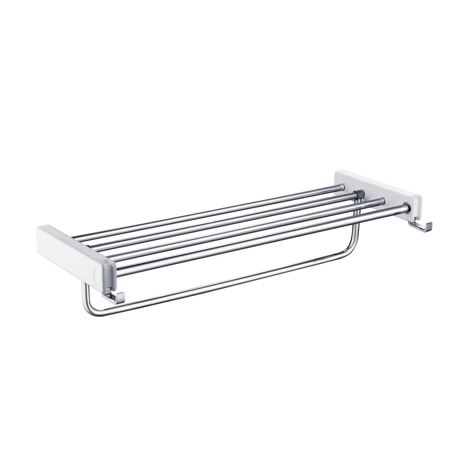 KIBI Artis Towel Rack With Hook in Chrome White Finish