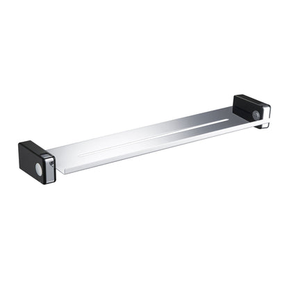 KIBI Artis Towel Shelf With Hook in Chrome Black Finish