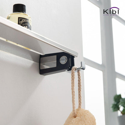 KIBI Artis Towel Shelf With Hook in Chrome Black Finish