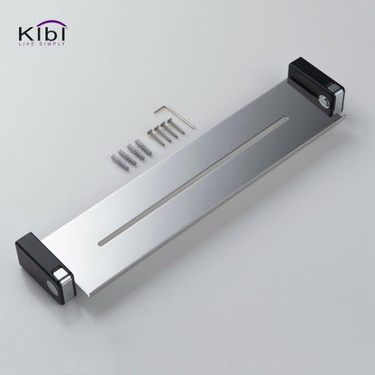 KIBI Artis Towel Shelf With Hook in Chrome Black Finish