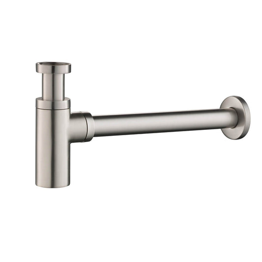 KIBI Brass Bathroom Round Bottle Trap in Brushed Nickel Finish