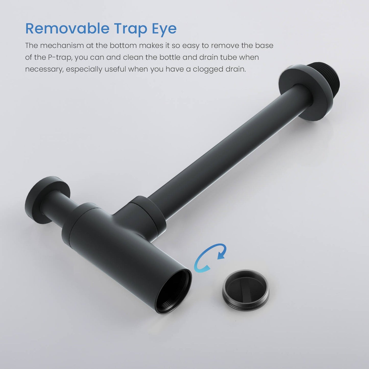 KIBI Brass Bathroom Round Bottle Trap in Matte Black Finish