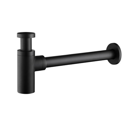 KIBI Brass Bathroom Round Bottle Trap in Matte Black Finish