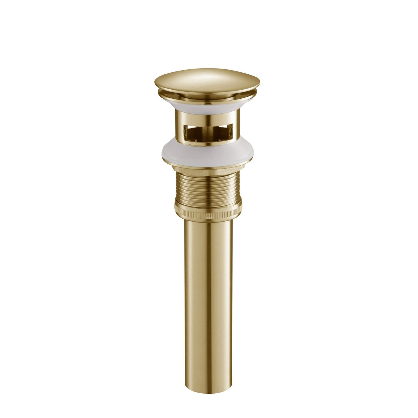 KIBI Brass Bathroom Sink Pop-Up Drain Stopper Full Cover With Overflow in Brushed Gold Finish