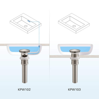 KIBI Brass Bathroom Sink Pop-Up Drain Stopper Full Cover With Overflow in Brushed Nickel Finish