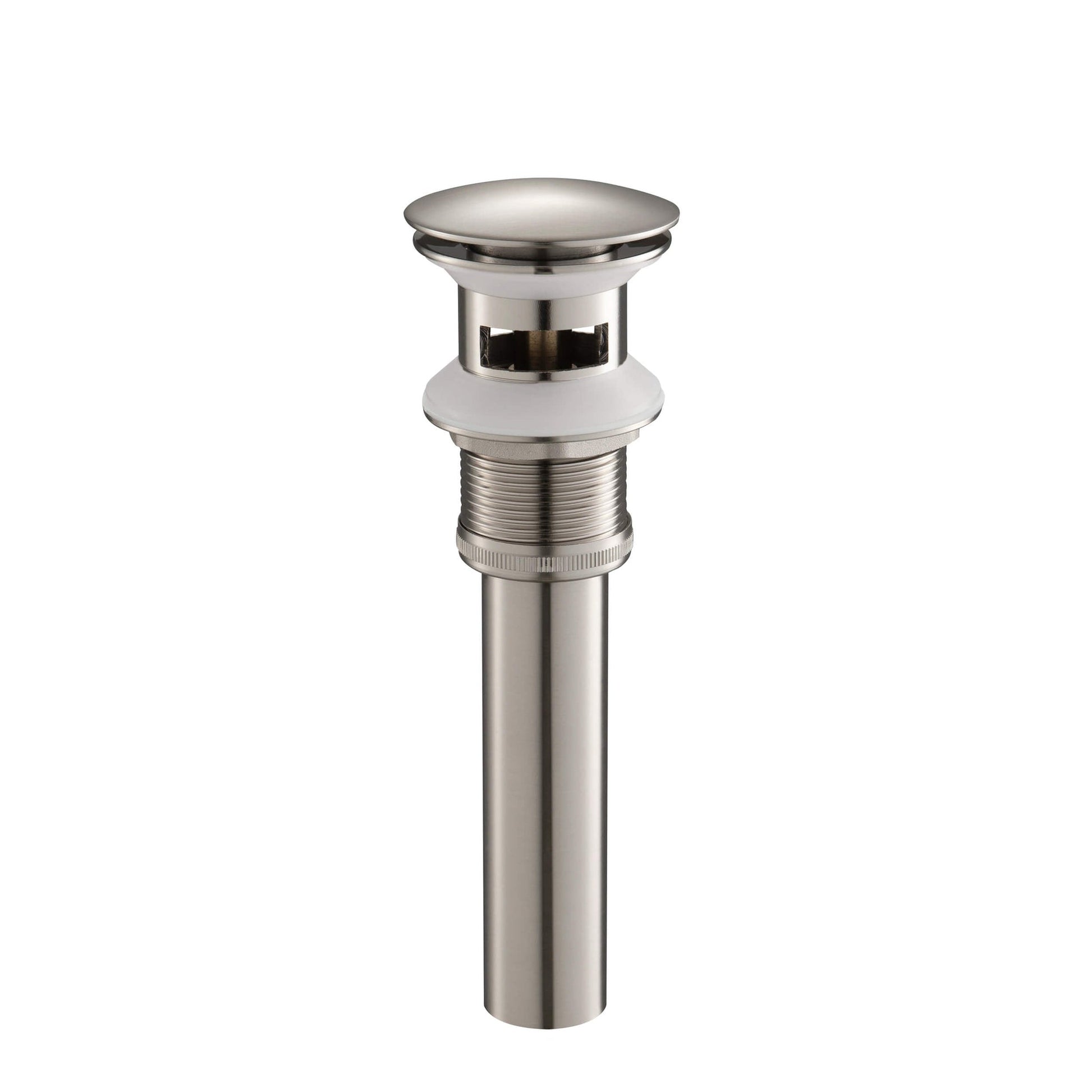 KIBI Brass Bathroom Sink Pop-Up Drain Stopper Full Cover With Overflow in Brushed Nickel Finish