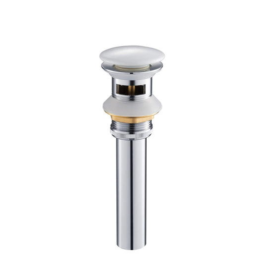 KIBI Brass Bathroom Sink Pop-Up Drain Stopper Full Cover With Overflow in Ceramic White Finish