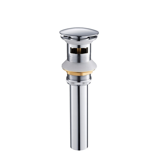 KIBI Brass Bathroom Sink Pop-Up Drain Stopper Full Cover With Overflow in Chrome Finish