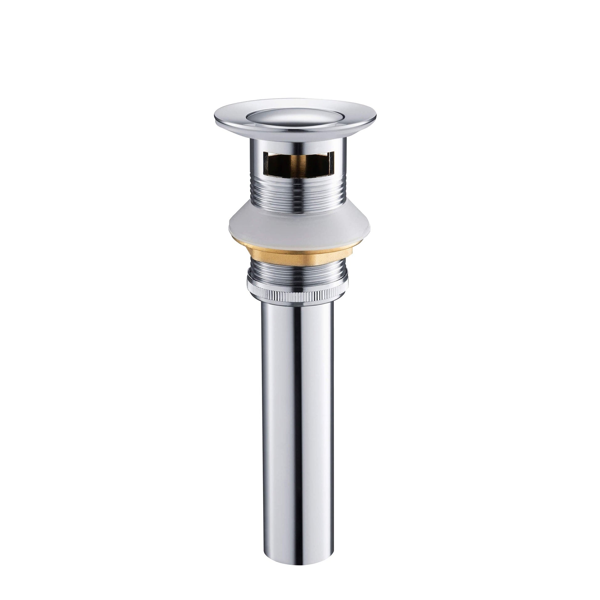 KIBI Brass Bathroom Sink Pop-Up Drain Stopper Small Cover With Overflow in Chrome Finish