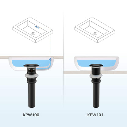 KIBI Brass Bathroom Sink Pop-Up Drain Stopper Small Cover With Overflow in Matte Black Finish