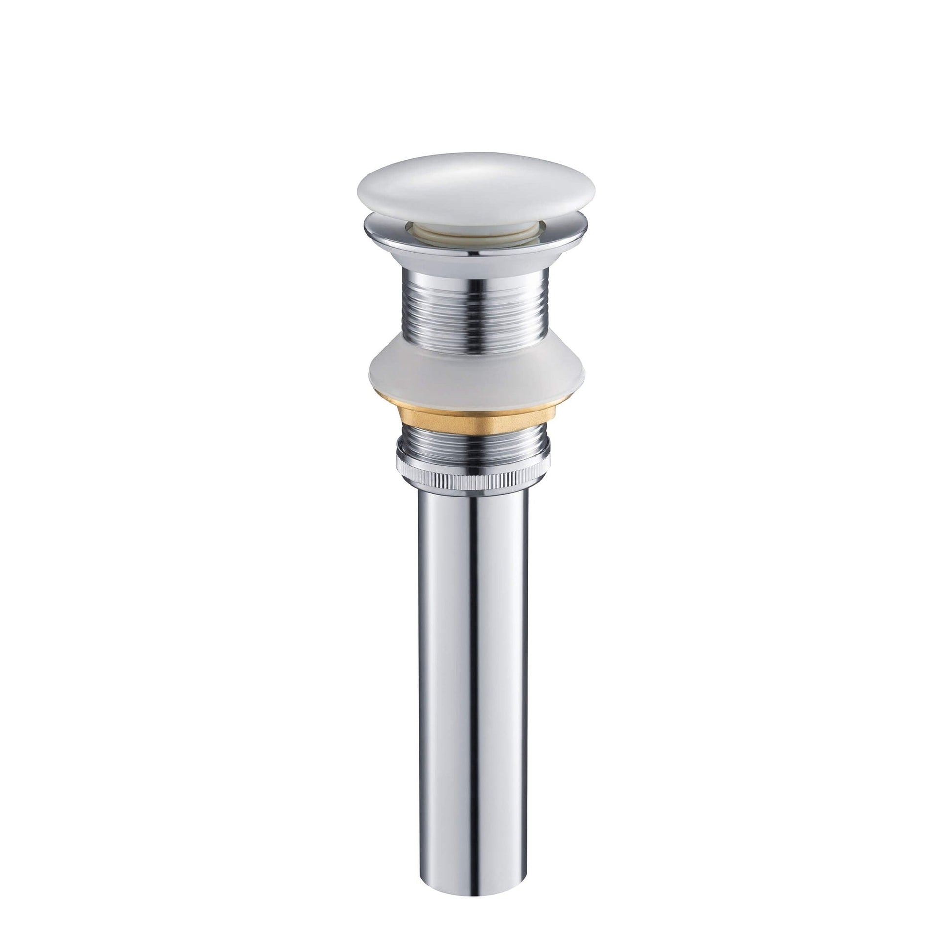 KIBI Brass Bathroom Vessel Sink Pop-Up Drain Stopper Full Cover Without Overflow in Ceramic White Finish