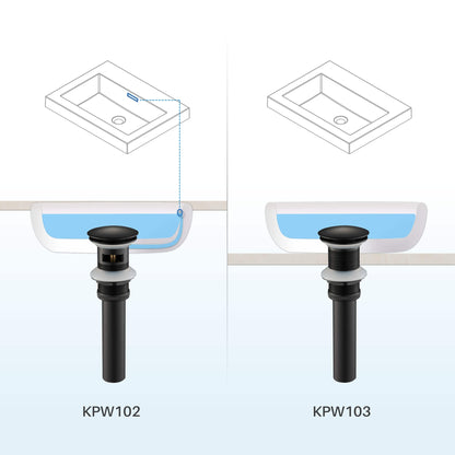 KIBI Brass Bathroom Vessel Sink Pop-Up Drain Stopper Full Cover Without Overflow in Matte Black Finish