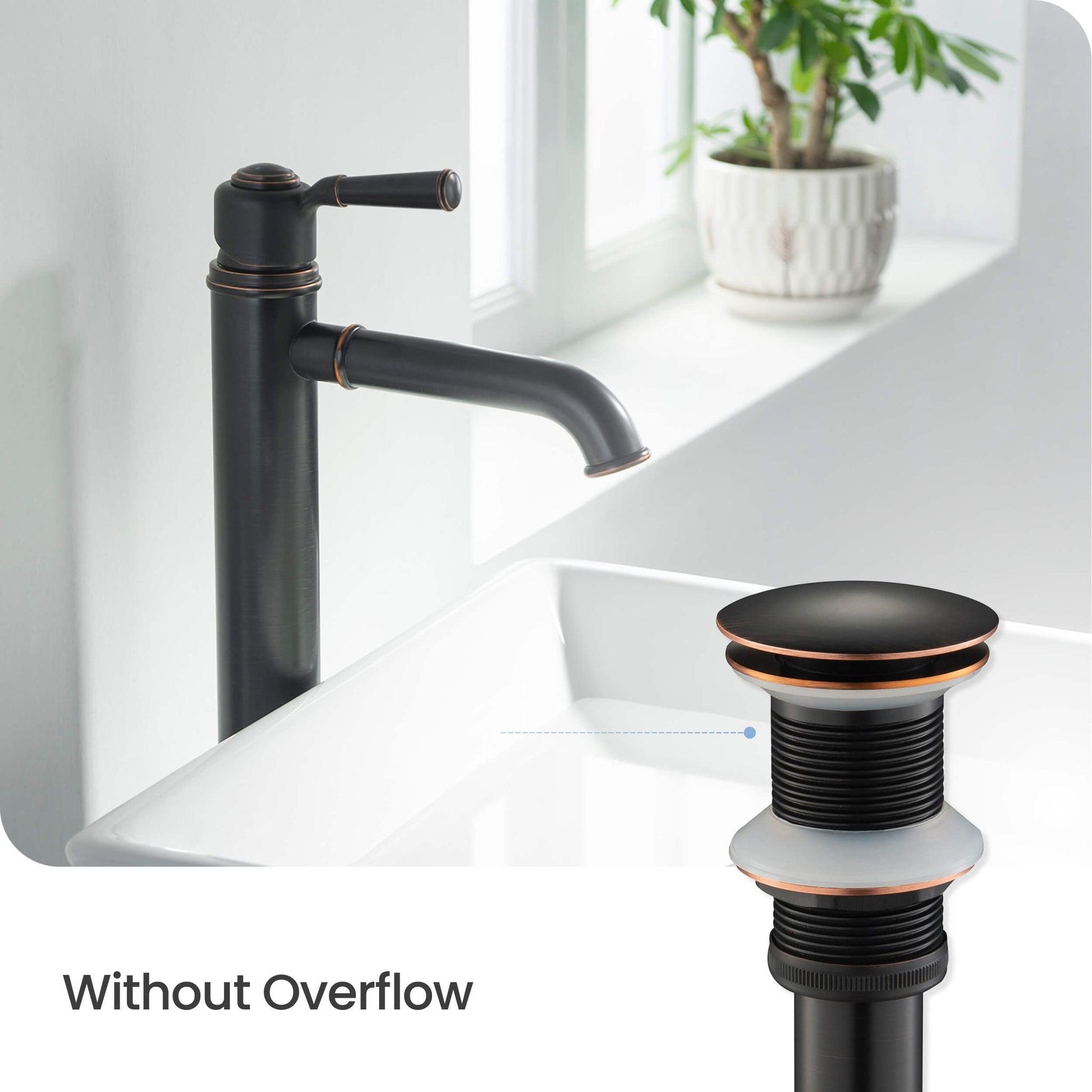 KIBI Brass Bathroom Vessel Sink Pop-Up Drain Stopper Full Cover Without Overflow in Oil Rubbed Bronze Finish