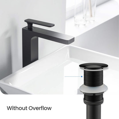 KIBI Brass Bathroom Vessel Sink Pop-Up Drain Stopper Small Cover Without Overflow in Matte Black Finish