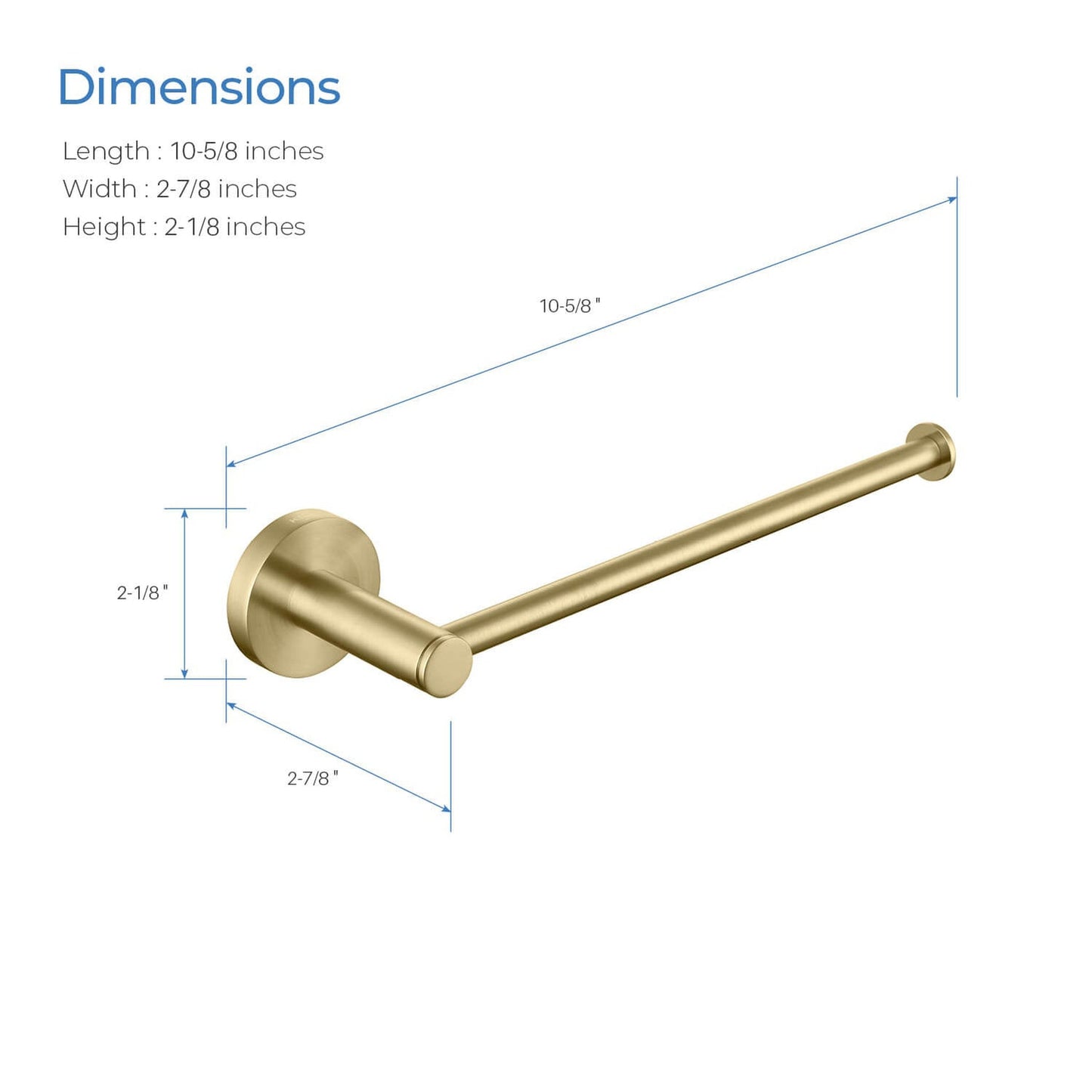 KIBI Circular 10" Brass Bathroom Towel Bar in Brushed Gold Finish