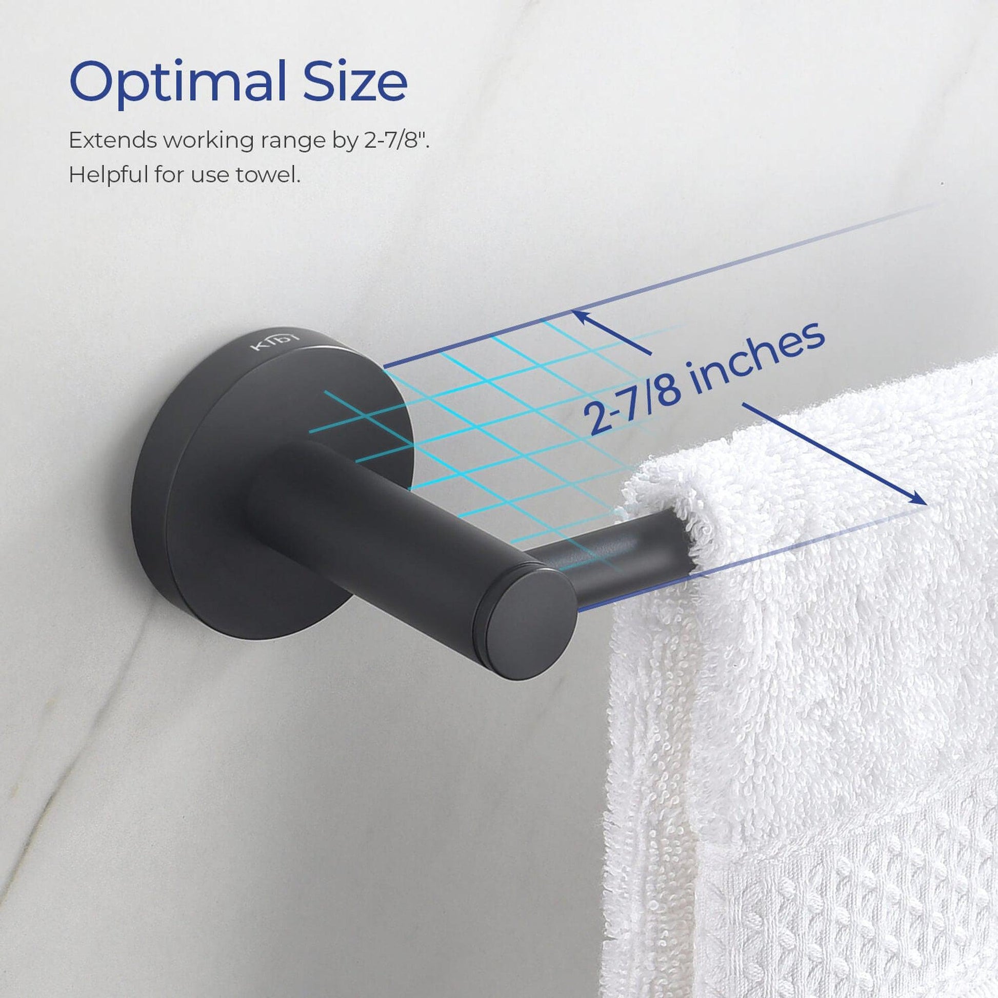 KIBI Circular 10" Brass Bathroom Towel Bar in Matte Black Finish