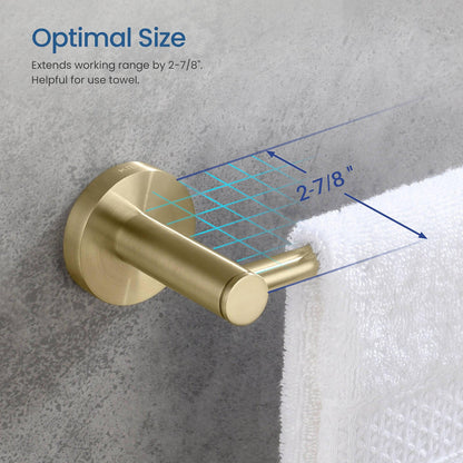 KIBI Circular 18" Brass Bathroom Towel Bar in Brushed Gold Finish