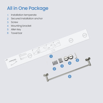 KIBI Circular 18" Brass Bathroom Towel Bar in Brushed Nickel Finish