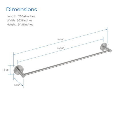 KIBI Circular 24" Brass Bathroom Towel Bar in Brushed Nickel Finish