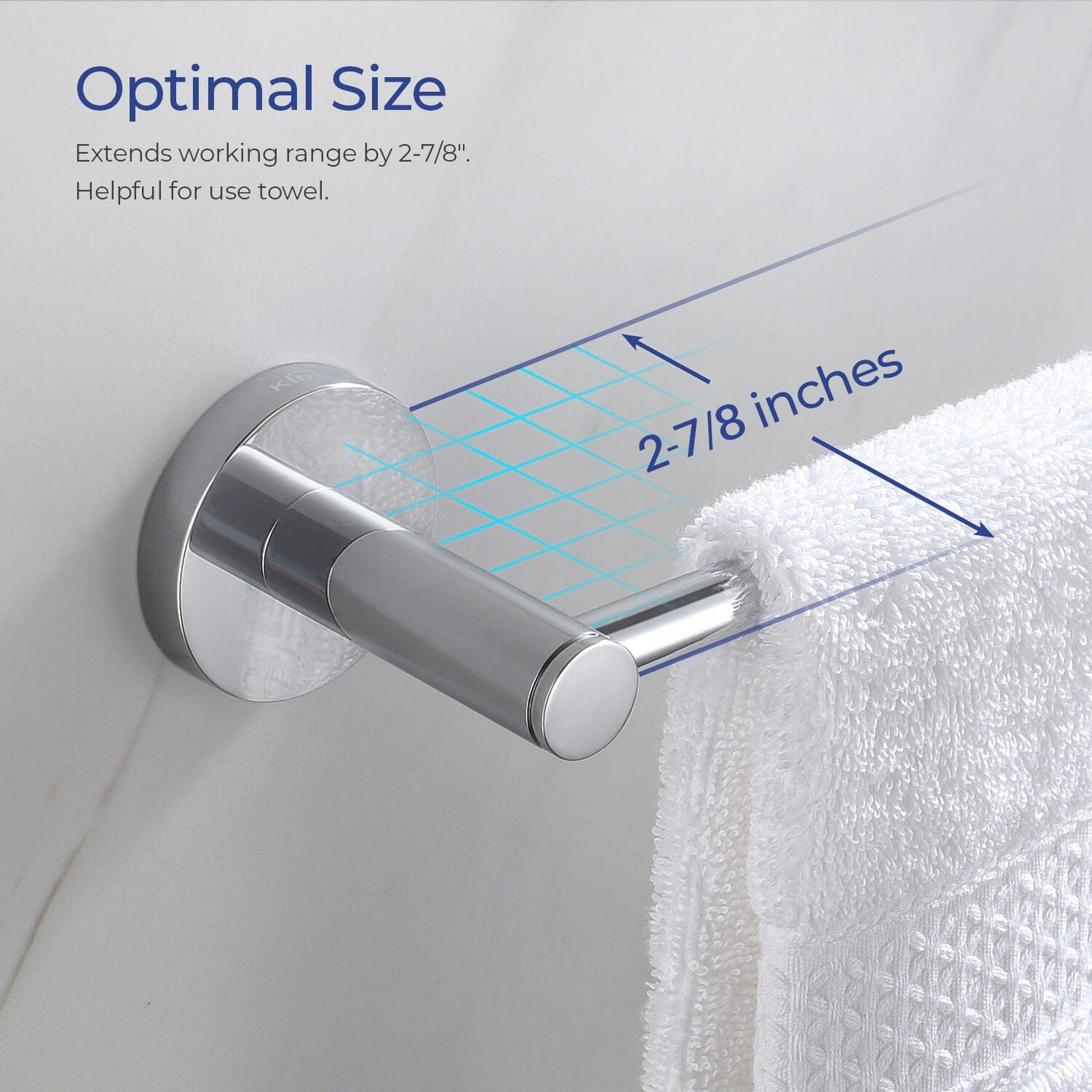 KIBI Circular 24" Brass Bathroom Towel Bar in Chrome Finish