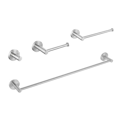 KIBI Circular Brass 4 Piece Bathroom Hardware Set in Brushed Nickel Finish