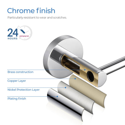 KIBI Circular Brass 4 Piece Bathroom Hardware Set in Chrome Finish