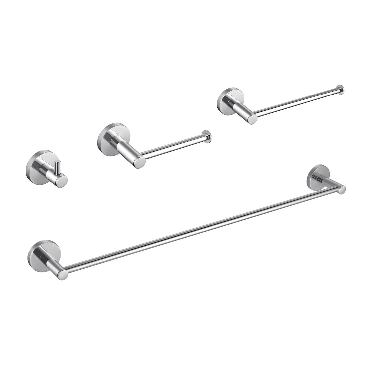 KIBI Circular Brass 4 Piece Bathroom Hardware Set in Chrome Finish