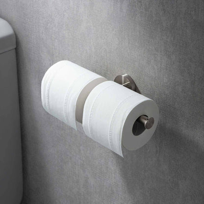 KIBI Circular Brass Bathroom Double Toilet Paper Holder in Brushed Nickel Finish