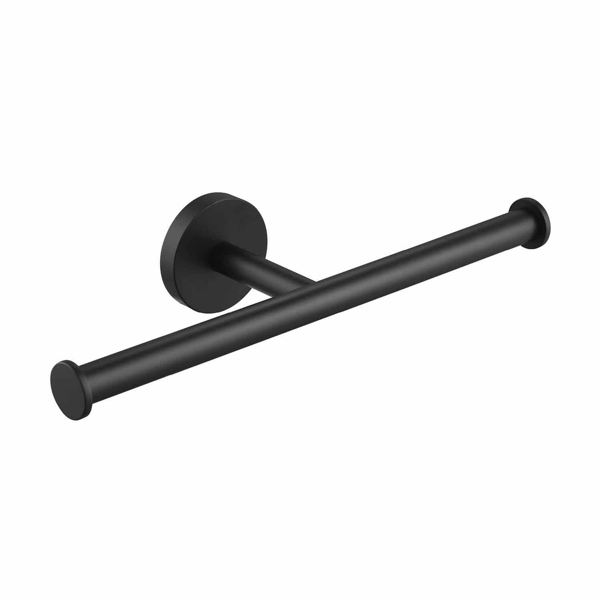 KIBI Circular Brass Bathroom Double Toilet Paper Holder in Matte Black Finish