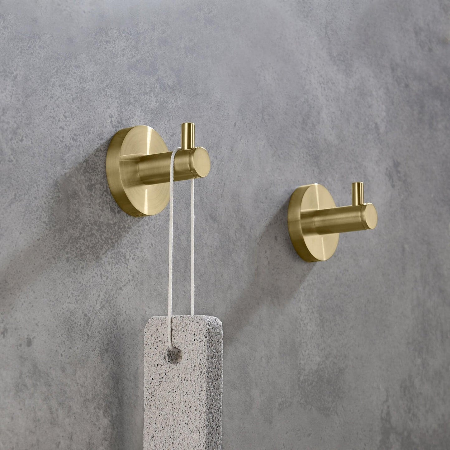 KIBI Circular Brass Bathroom Robe Hook in Brushed Gold Finish