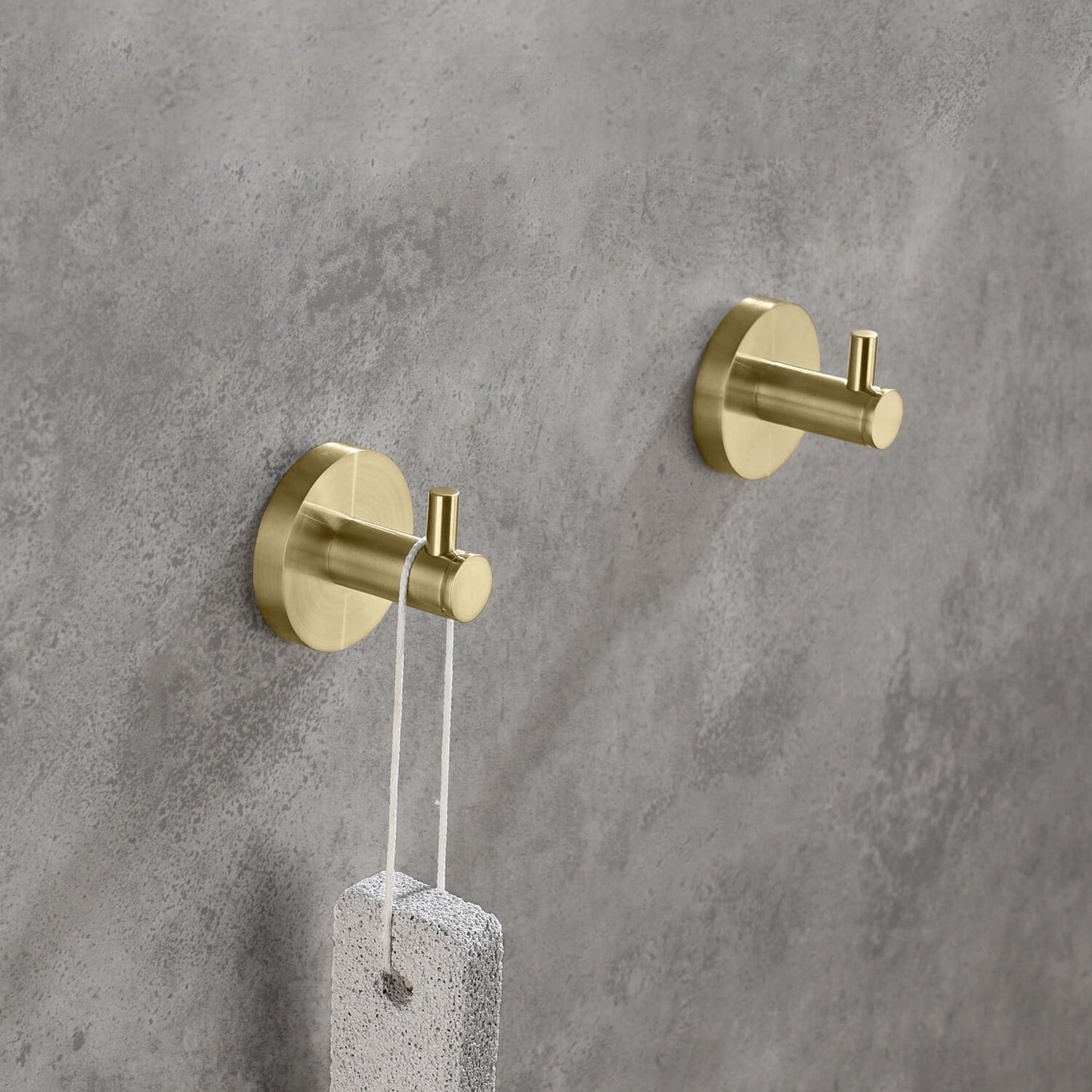 KIBI Circular Brass Bathroom Robe Hook in Brushed Gold Finish