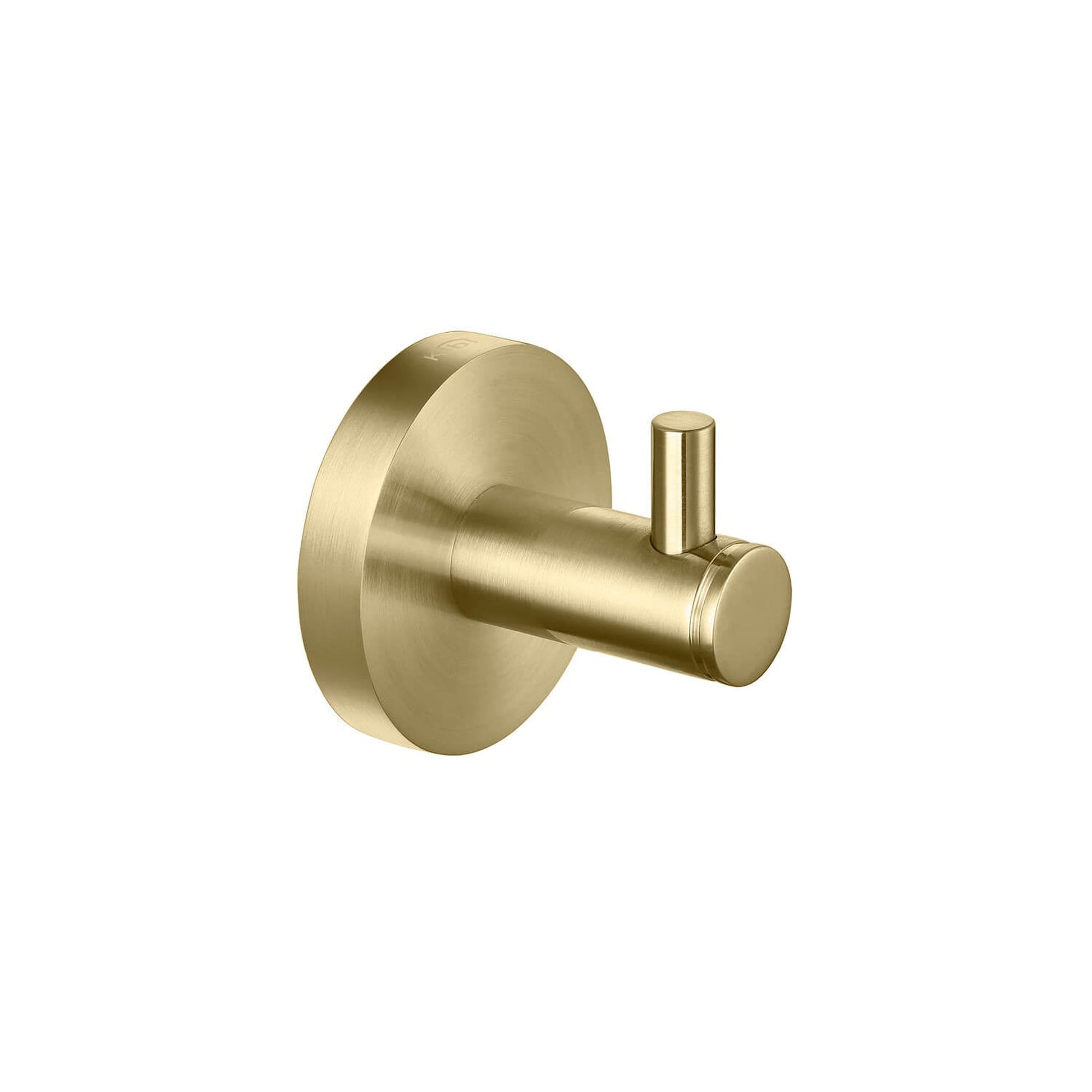 KIBI Circular Brass Bathroom Robe Hook in Brushed Gold Finish