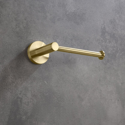 KIBI Circular Brass Bathroom Tissue Holder in Brushed Gold Finish