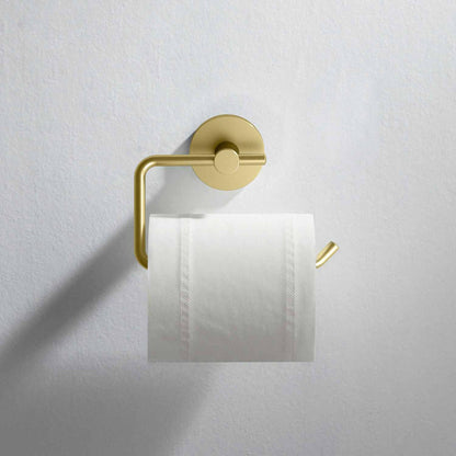 KIBI Circular Brass Bathroom Toilet Paper Holder in Brushed Gold Finish