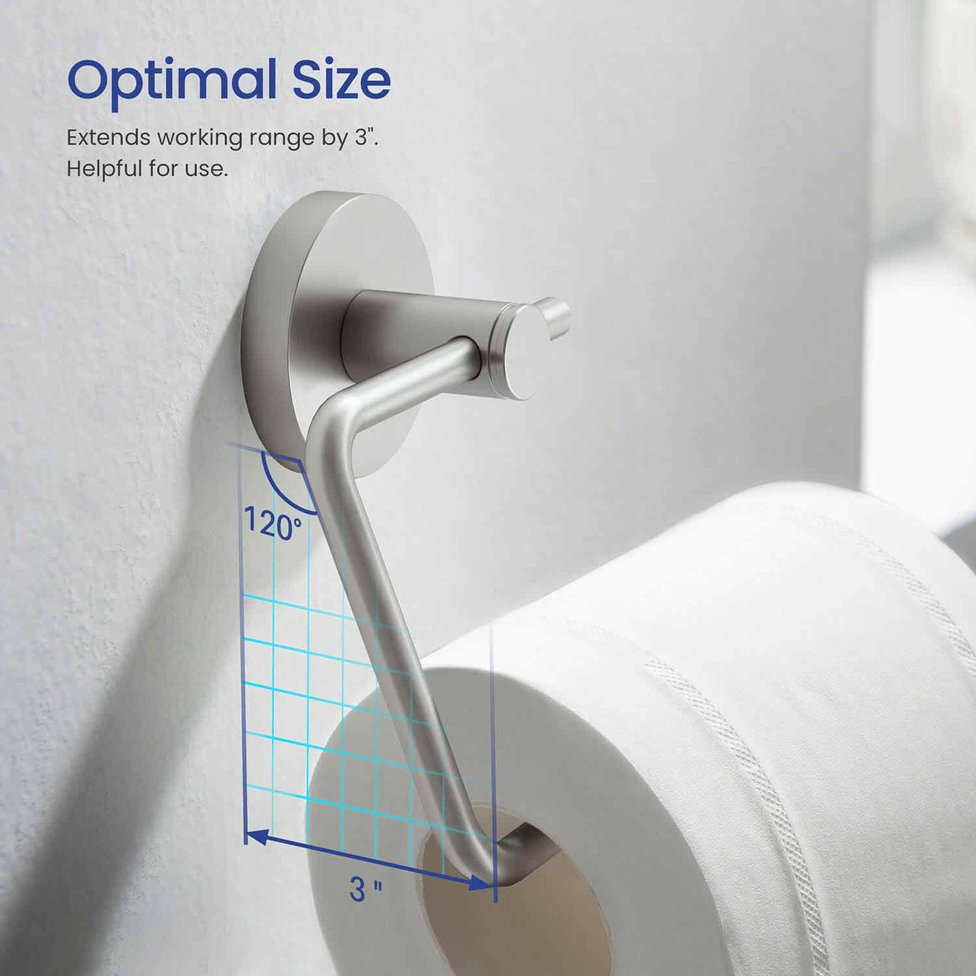 Freestanding Toilet Paper Holder for Standard Rolls (Brushed Nickel Finish)