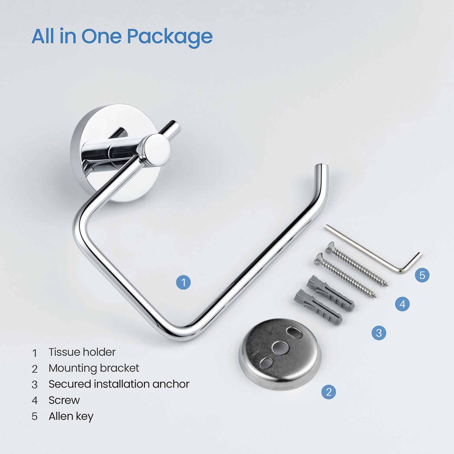 KIBI Circular Brass Bathroom Toilet Paper Holder in Chrome Finish