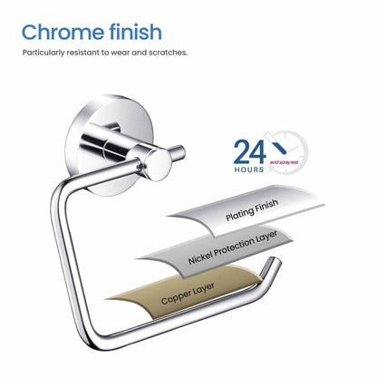 KIBI Circular Brass Bathroom Toilet Paper Holder in Chrome Finish