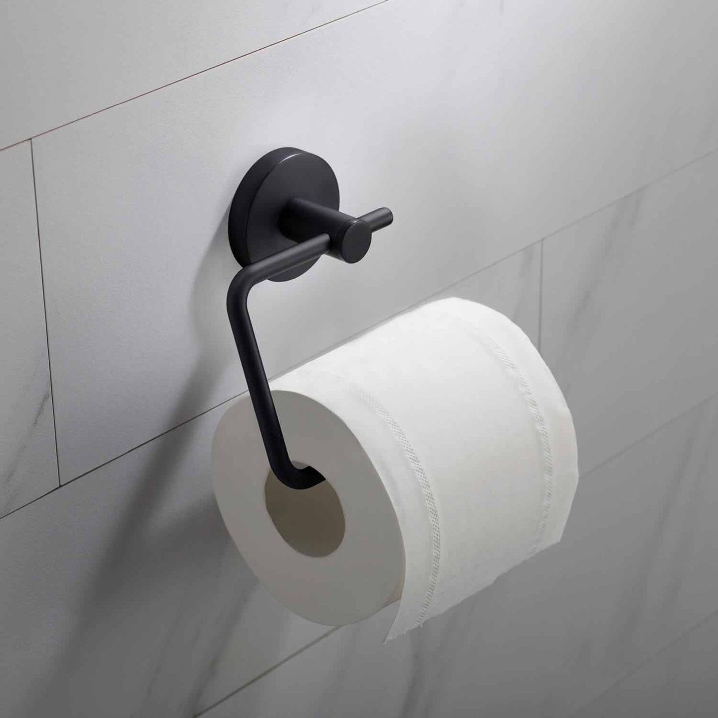 KIBI Circular Brass Bathroom Toilet Paper Holder in Matte Black Finish