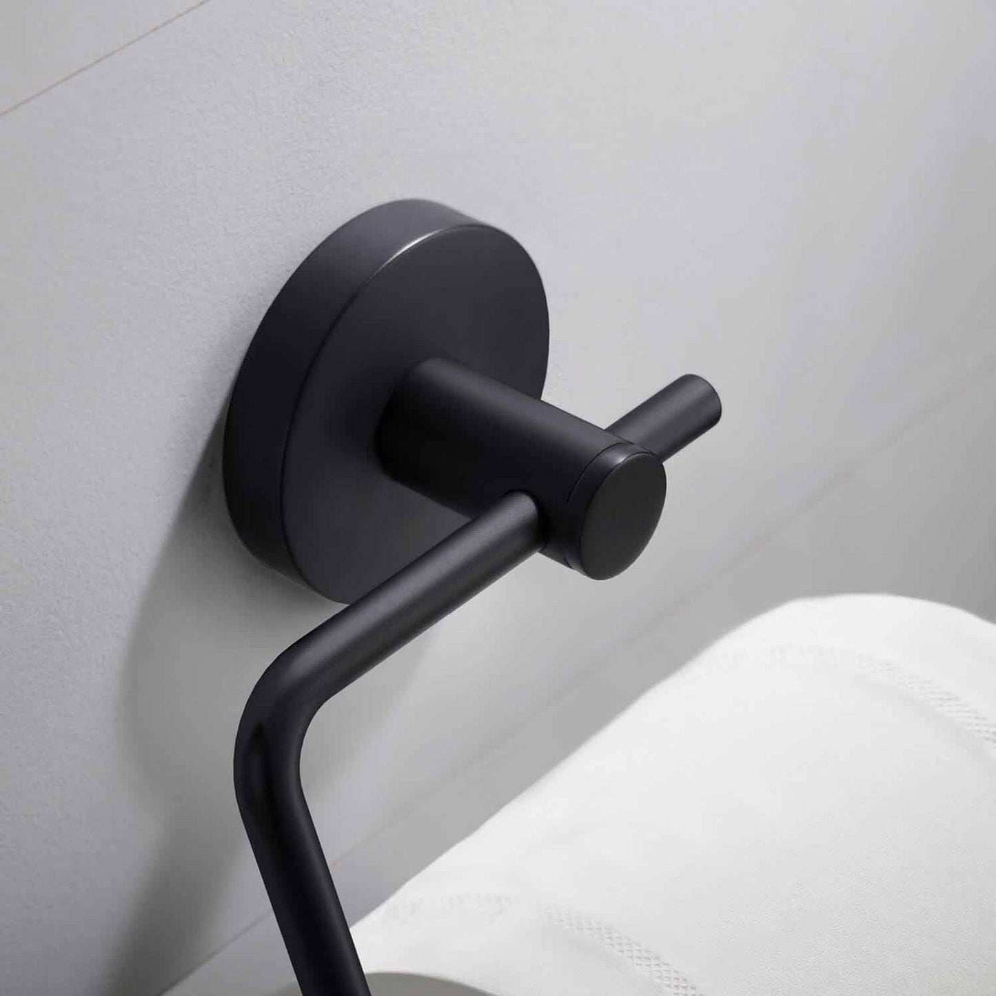 KIBI Circular Brass Bathroom Toilet Paper Holder in Matte Black Finish