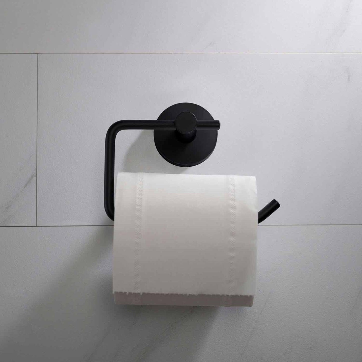 KIBI Circular Brass Bathroom Toilet Paper Holder in Matte Black Finish