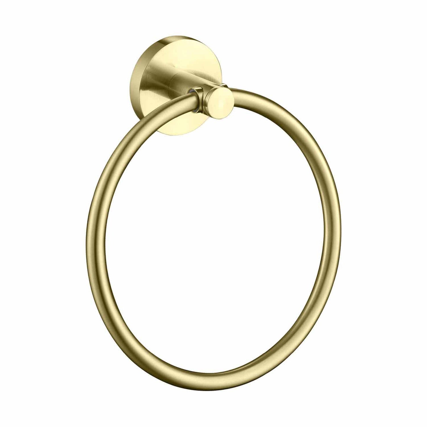 KIBI Circular Brass Bathroom Towel Ring in Brushed Gold Finish