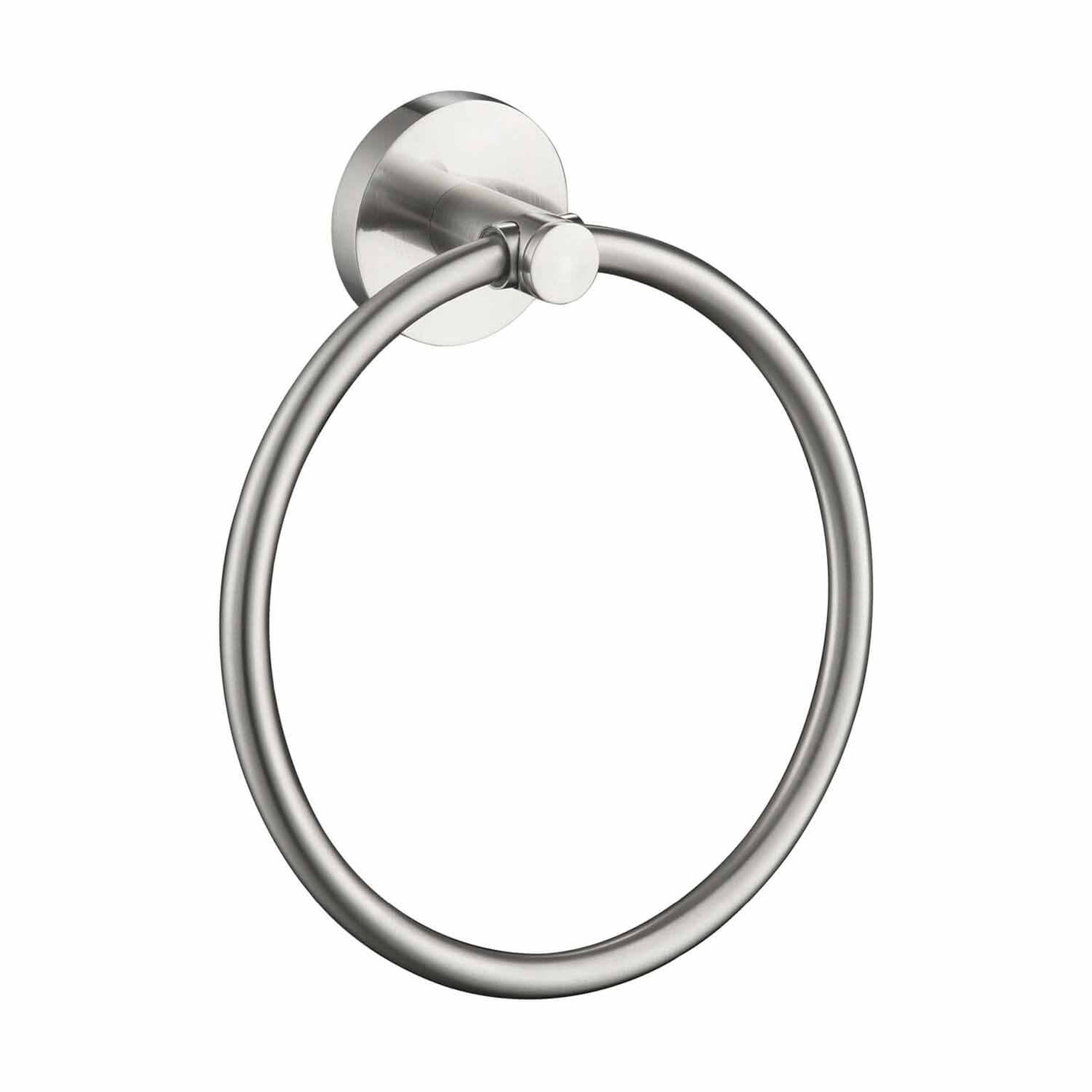 KIBI Circular Brass Bathroom Towel Ring in Brushed Nickel Finish