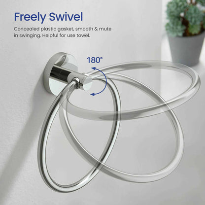 KIBI Circular Brass Bathroom Towel Ring in Chrome Finish