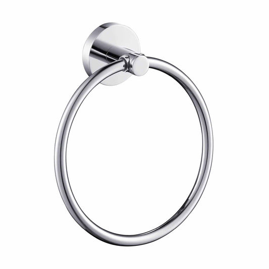 KIBI Circular Brass Bathroom Towel Ring in Chrome Finish