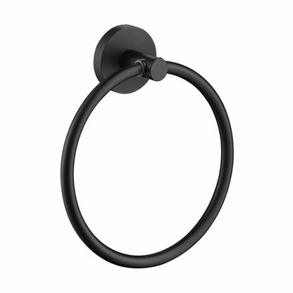 KIBI Circular Brass Bathroom Towel Ring in Matte Black Finish