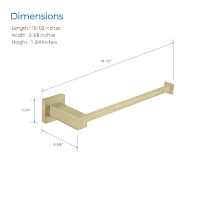 KIBI Cube 10" Brass Bathroom Towel Ring in Brushed Gold Finish