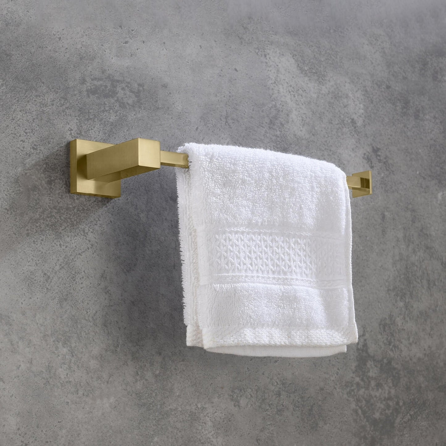 KIBI Cube 10" Brass Bathroom Towel Ring in Brushed Gold Finish