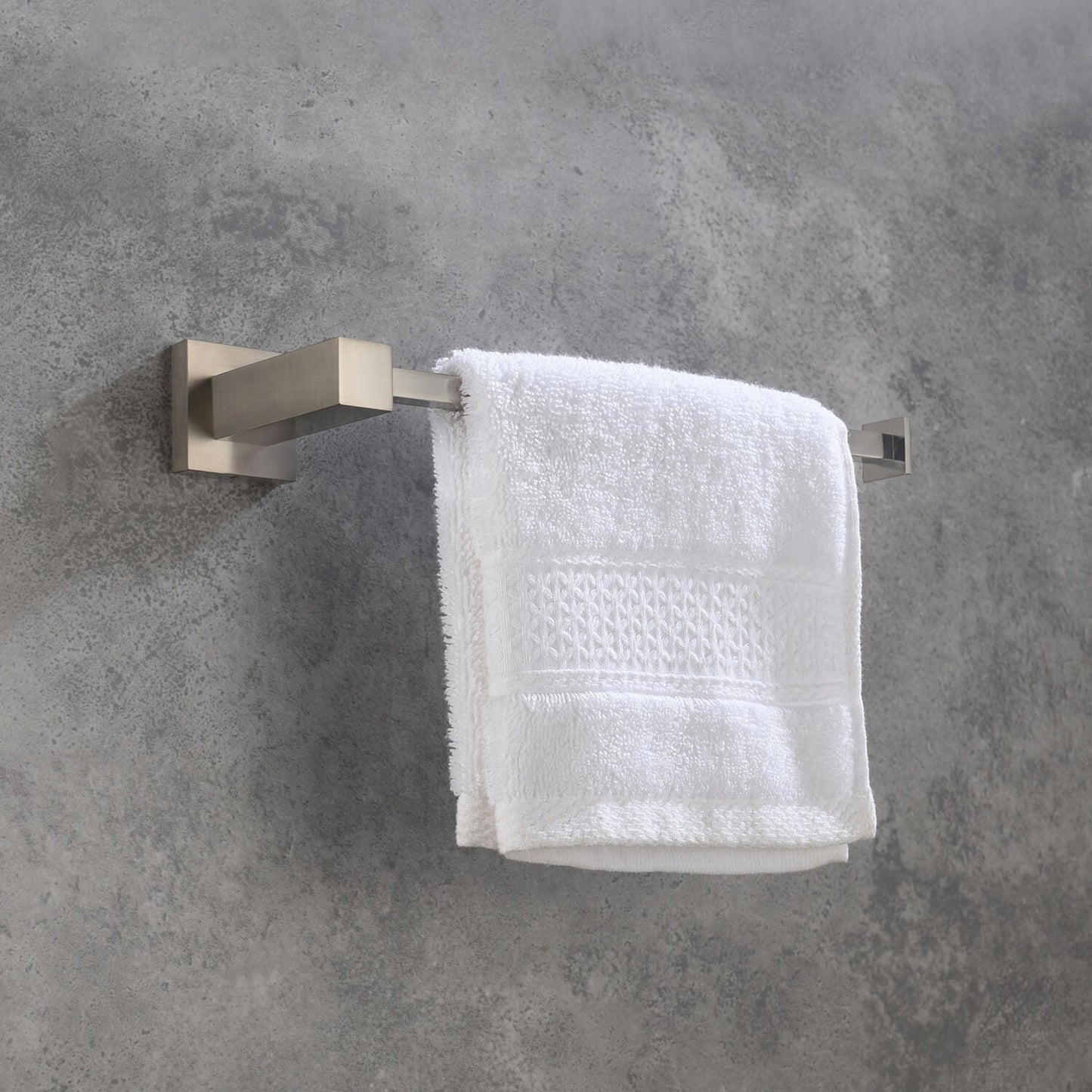 KIBI Cube 10" Brass Bathroom Towel Ring in Brushed Nickel Finish